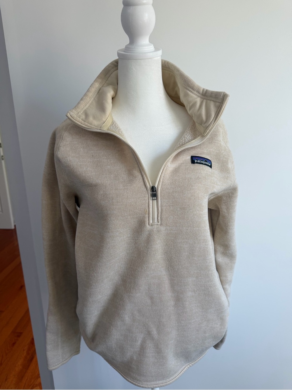 Patagonia Women’s Zip-Neck Sweater in Light Beige